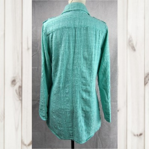 Soft Surroundings Medium Top Blouse Snap Front L/S - Picture 3 of 8